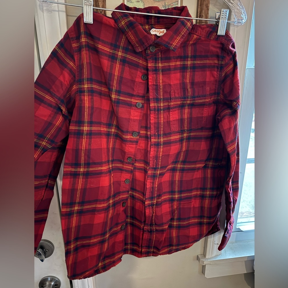 Cat & Jack Red Boys Flannel size L